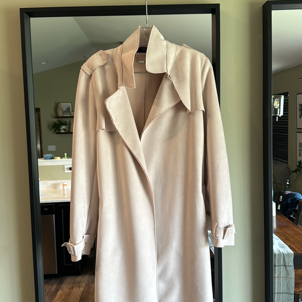Tahari Faux Leather Trench Coat
